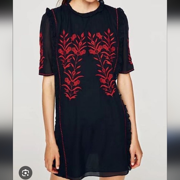 Zara Dresses & Skirts - Zara Trafaluc Collection Cotton Embroidered Dress